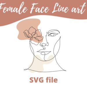 Floral Face Line Art SVG