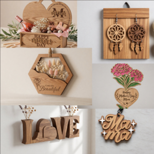 Handcrafted Wooden Home Decor, Mother’s Day Gifts, Laser Cut Wall Art Collection